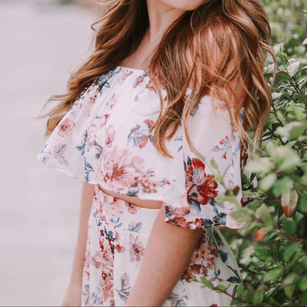 Floral two-piece pants set